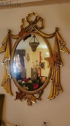 entrance mirror, wood with paper gold