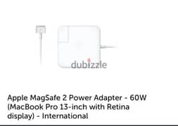 Apple magsafe 2 power adapter 85 or 45W for Macbook