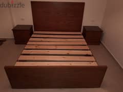 double bed dark wood contar aro 0