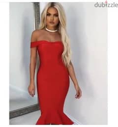 Red bandage dress, off shoulder (Brand New) Size Small