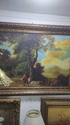 very large antique signed oil painting