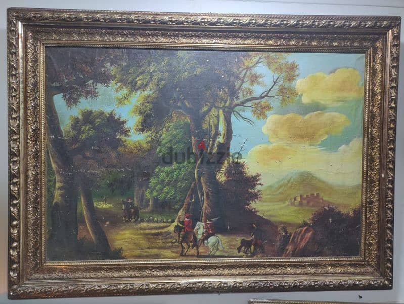 very large antique signed oil painting 1