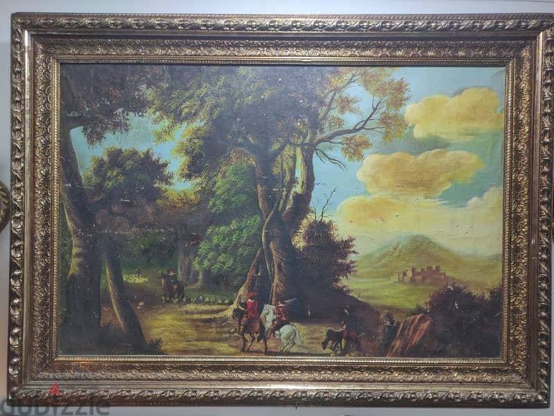very large antique signed oil painting 3