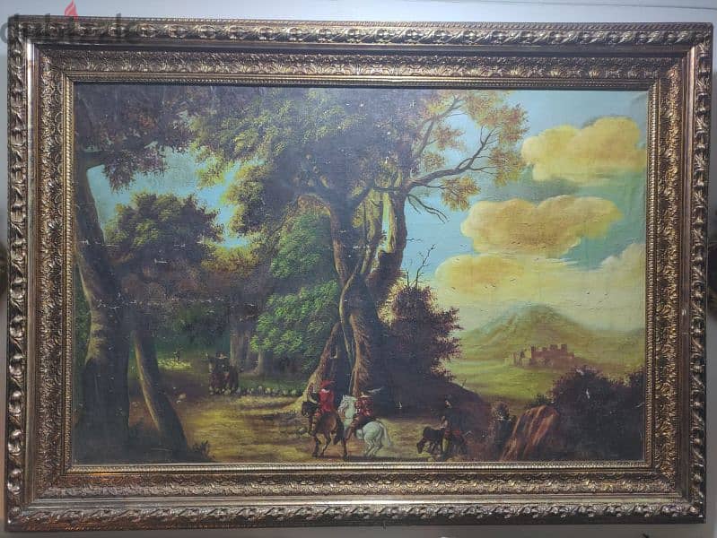 very large antique signed oil painting 4