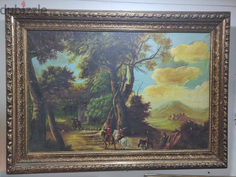 very large antique signed oil painting 5