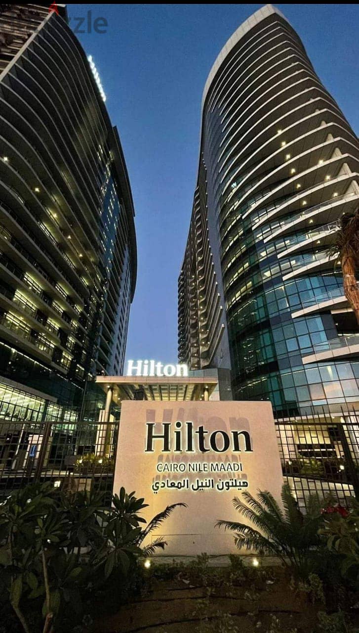Immediate receipt on the Nile Corniche, first row, Hilton Towers, apartment 430 m, in installments + Service by Hilton 11