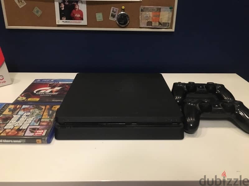 PlayStation 4 slim used 2 DualShock + GTA + gran turismo 0