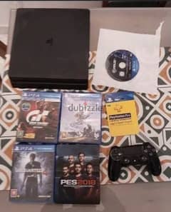 Ps 4  slim with 5 games and Saudi Plus 3 months soft 11.02 500gb