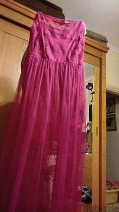 فستان شيفون . جبير  رائع لون زهرى 0