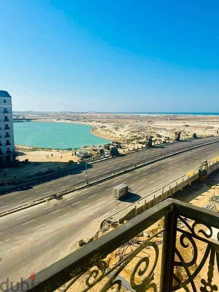 248 sqm apartment, finished as a duplex, in the Latin Quarter, directly on the largest lake in El Alamein, in New Alamein, in installments. 2