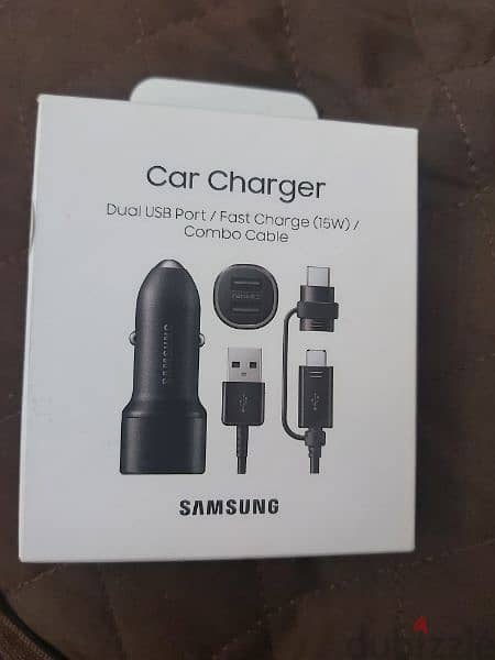 car charger dual USB port fast charge 15 w combo cable 2