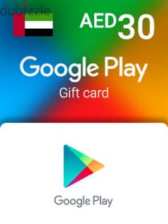 google play gift card UAE STORE 30 AED  . . . . . . . جيفت كارد جوجل