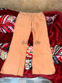 light orange wide-leg trousers