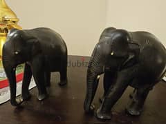 تمثال قديم فيل من خشب زان وسنه سن الفيل حقيقي من العاج