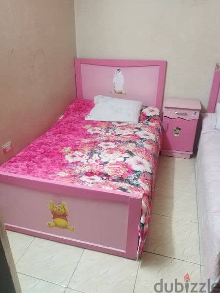 غرفة نوم اطفال مستعمله  2 سرير 120 ودولاب وتسريحه وكومودينو بدون مراتب 2
