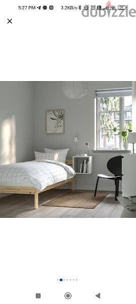 سرير ايكيا خشب طبيعي ٩٠ × ٢٠٠ جديد بالكرتونه مغلقه 4