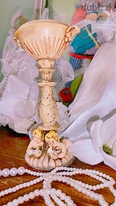 شمعدان عاج إيطالي Italian Antique Ivory Candle Stick 20cm