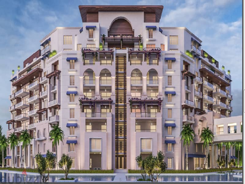 A duplex built in front of the exhibition grounds and the Mega Mall, with a view on the tourist promenade, in installments 4