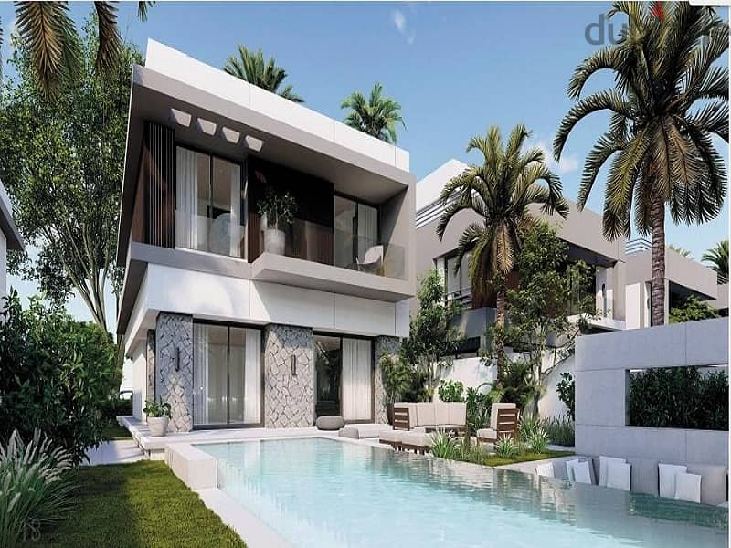 Townhouse 412 meters with garden 238 meters in a prime location on the Pool at a snapshot price in the most prestigious compound in New Mansoura with 2