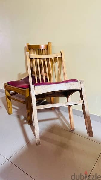 عدد ٢ كرسي خشب زان بقاعدة جلد 2