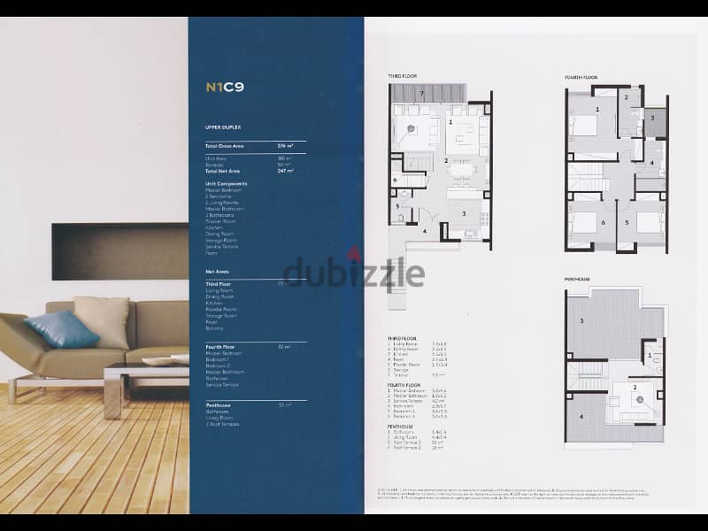 Duplex 276m for rent in compound Al Burouj 3