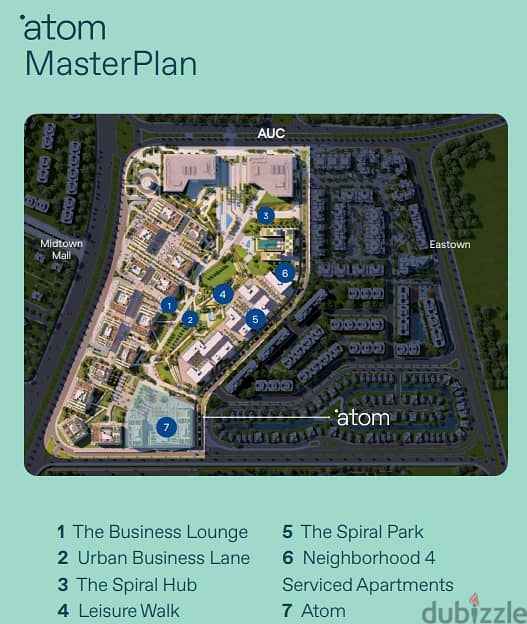 10% DP F&B Retail Ground floor Total Area 132m² in Atom mall next to AUC, 5th settlement installment up to 8 years delivery in 3 yrs serviced by JLL 9