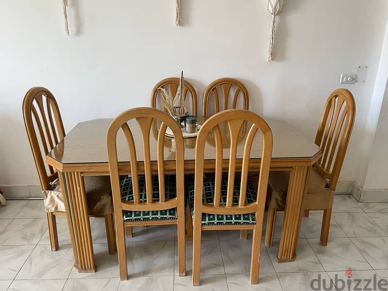 dinning table + 6 chairs + TV unit 4