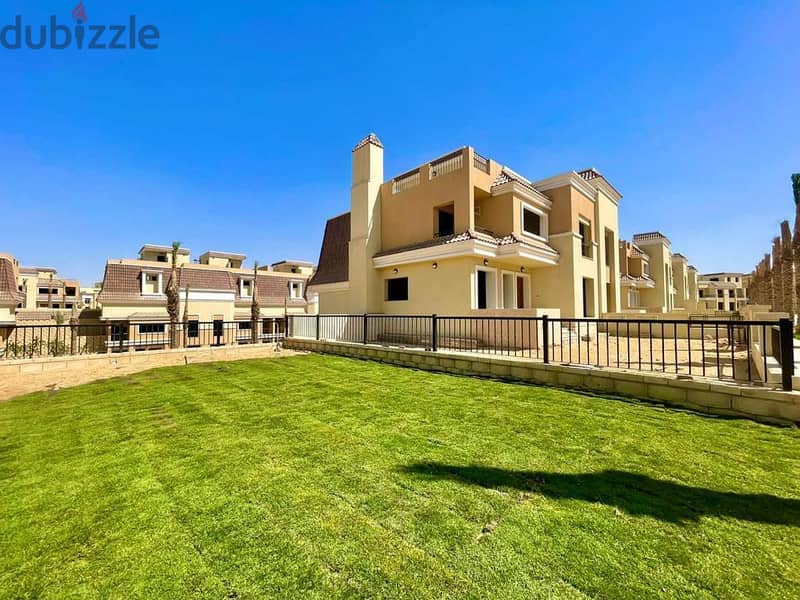 S villa for sale in Sarai, New Cairo, with garden, area of ​​55 meters 3