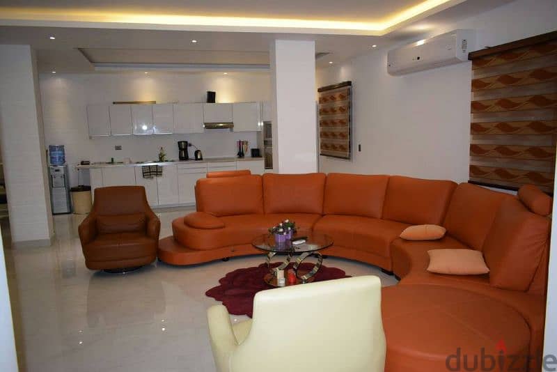Furnished penthouse with swimming pool for rent in a villa in Fifth S 10