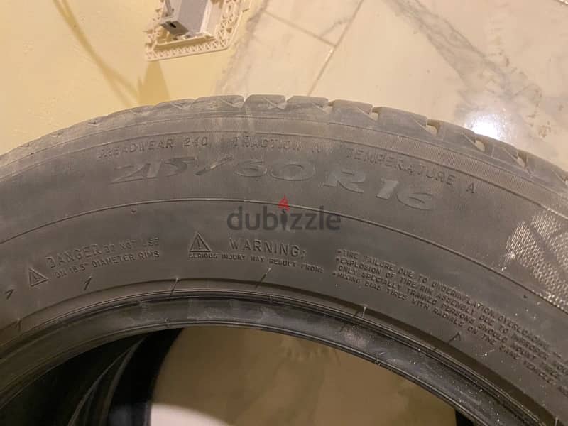 4 Michelin tires 215/60/R16 used at 50,000 in a very good condition 5