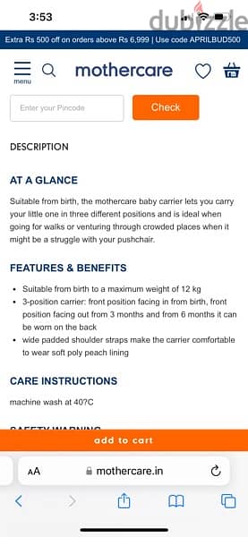 mothercare 3 position baby carrier 3