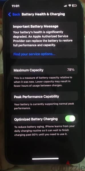 iphone XS -64 giga -battery 78% يوجد نقطة سوداء في اعلى الشاشة عاليمين 5