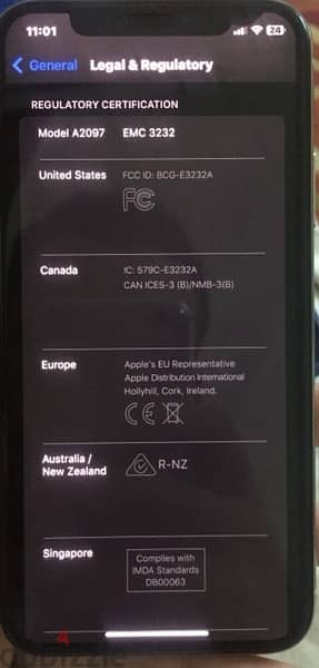 iphone XS -64 giga -battery 78% يوجد نقطة سوداء في اعلى الشاشة عاليمين 6