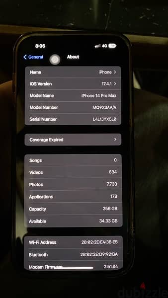 iPhone 14 pro max 256 GB Deep Purple Battery 93% 1sim 9