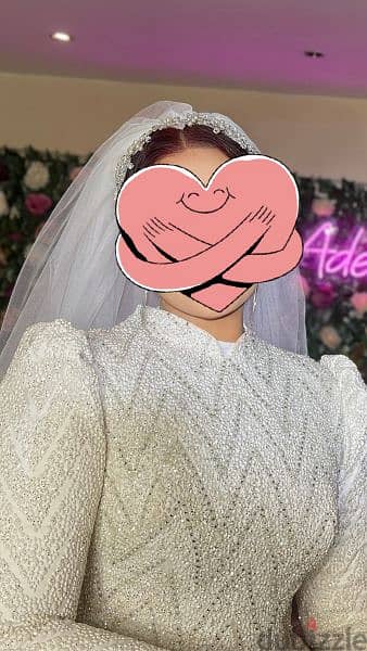 فستان زفاف ابيض بالطرحه ٣دور بالهيربيس اتلبس ساعتين لكتب كتاب 5