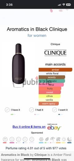 clinique aromatics in black eau de parfum