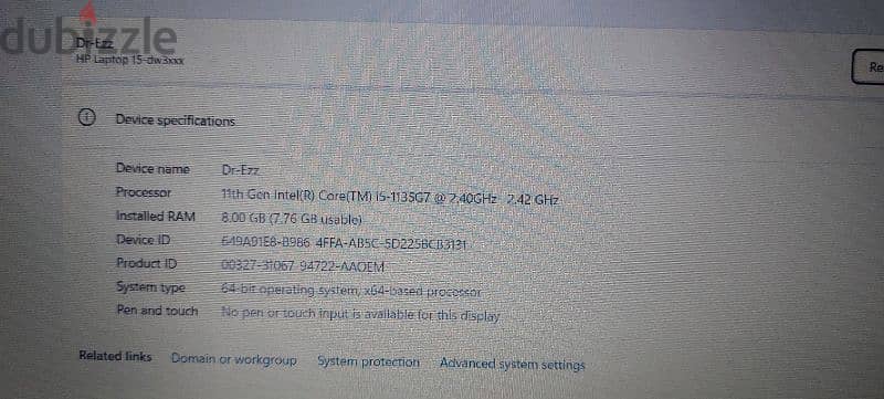 HP lap 15.6,Core i5,11th Gen,8GB DDR4,Nvidia G. MX350 2GB السعر نهائي 11