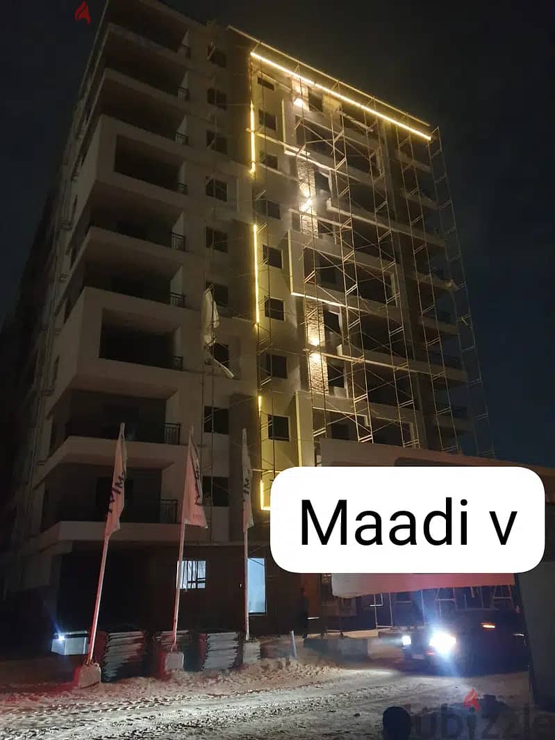 Apartment for sale, 132 m in Zahraa El Maadi, directly next to Wadi Degla Club, inside a full-service compound, on a 20 m wide street, with a 50% down 8